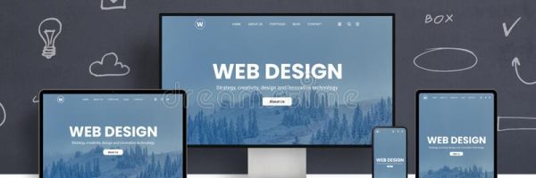 responsive-web-design-page-promotion-different-display-devices-office-studio-desk-cioncept-graphic-elements-wall-174870257